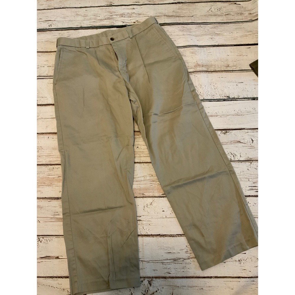 Haggar Mens Khaki‎ Chino Pants 36x29 Tan Straight Leg 100% Cotton Flat Front